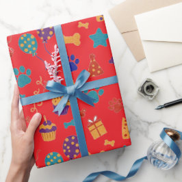 Festliche Pfotenabdrücke & Partybeschmörungen Haus Geschenkpapier
