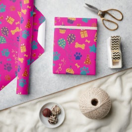 Festliche Pfotenabdrücke & Partygeschenke Haustier Geschenkpapier