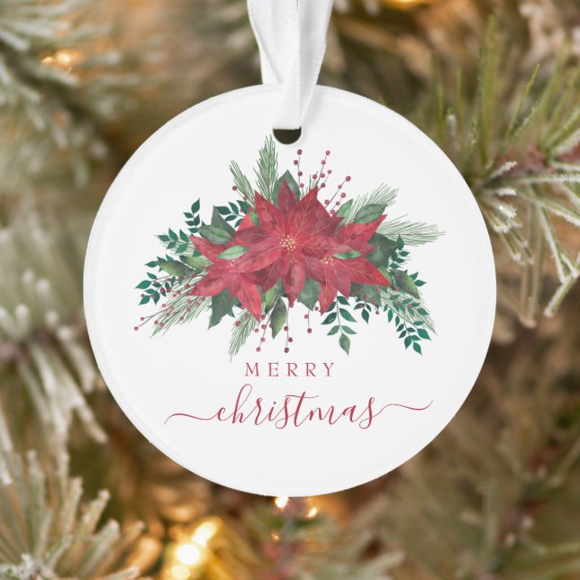 Festliche Poinsettia Foto Weihnachten Ornament (Baum)
