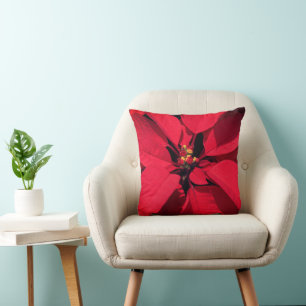 Festliche Poinsettia Weihnachtsdekor der Roten Blu Kissen
