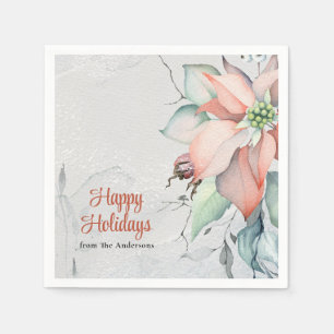 Festliche Poinsettias im Schnee Botanischer Urlaub Serviette