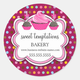Festliche Polka Dots Cupcake Cake Cake Pops Bäcker Runder Aufkleber