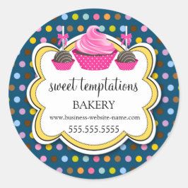 Festliche Polka Dots Cupcake Cake Cake Pops Bäcker Runder Aufkleber