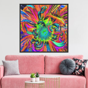 Festliche psychedelische bunte Dahlienblütenblätte Leinwanddruck