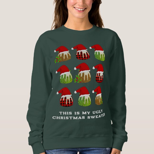 Festliche Puddings Ugly Weihnachten Sweatshirt (Vorderseite)
