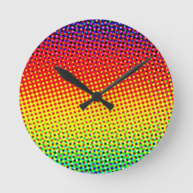 Festliche Punkte Regenbogen Cool fröhlicher Spaß f Runde Wanduhr (Vorderseite)