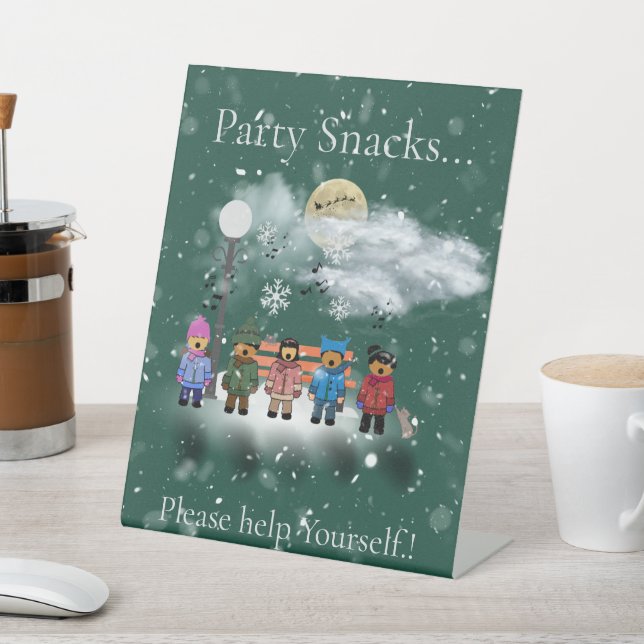 Festliche Quintet Weihnachts-Party Snacks Sockelschild (In SItu)