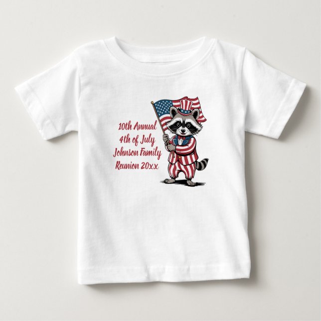 Festliche Raccoon 4. Juli Wiedersehen Baby T-shirt (Vorderseite)