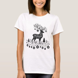 Festliche Rentier-Silhouette mit Ornamenten T-Shirt