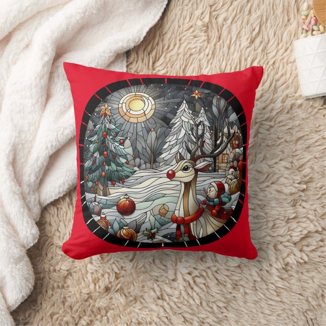 Festliche Rentiere in einem Winterwunderland bei D Kissen (Decke)