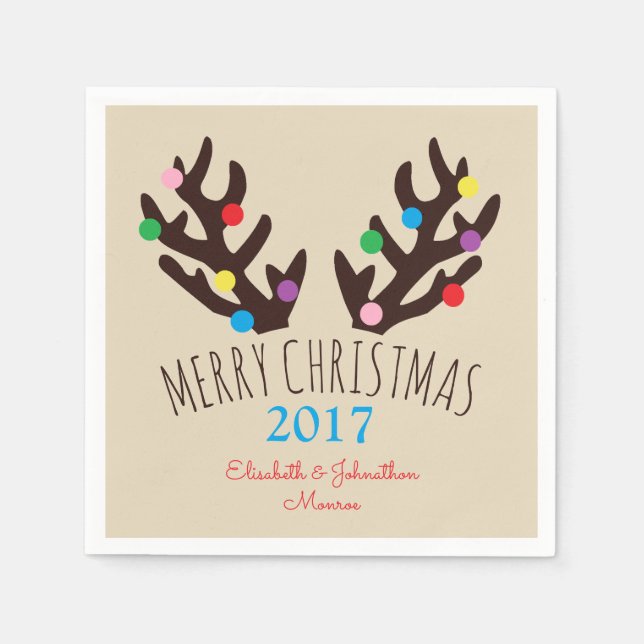 Festliche Rentierfäule, Weihnachten Napkin Serviette (Vorderseite)