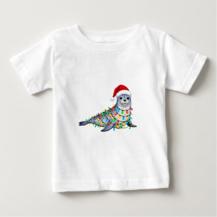 Festliche Robbe bedeckt mit Weihnachtslichtern Baby T-shirt