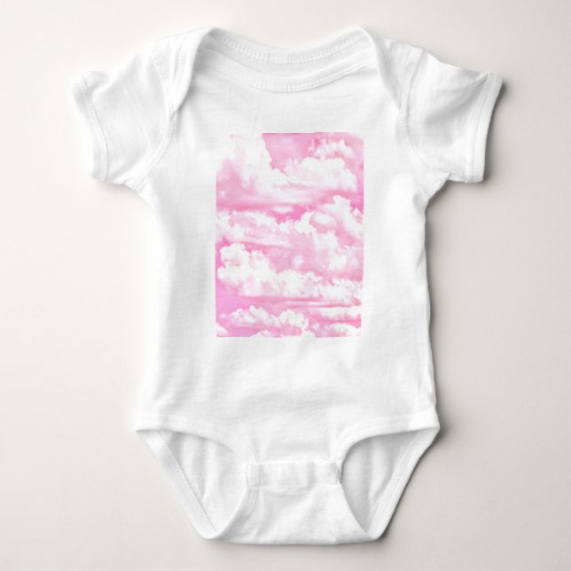 Festliche rosa Rosen-Wolken Baby Strampler (Vorderseite)
