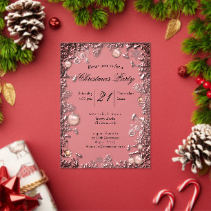 Festliche rosa Weihnachtsfeier-Kugeln Weihnachtsfe Acryleinladungen