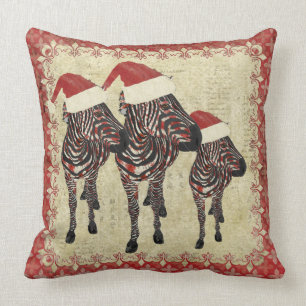 Festliche RoseZebras rotes Mojo Kissen