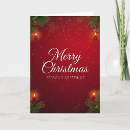 Festliche rote & goldene Weihnachtsgrußkarte Karte
