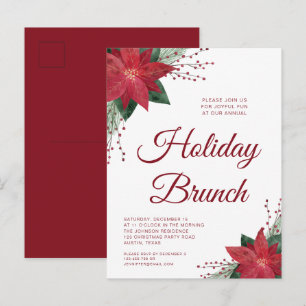 Festliche Rote Poinsettia Weihnachtsfeier Einladun Postkarte