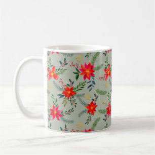 Festliche rote Poinsettie Weihnachtsblumen Kaffeetasse
