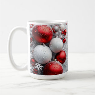 Festliche rote und weiße Weihnachtsdekorationen Kaffeetasse