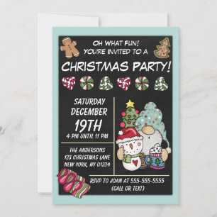 Festliche rustikale Gnome Cookies Weihnachts-Party Einladung