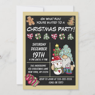 Festliche rustikale Gnome Cookies Weihnachts-Party Einladung