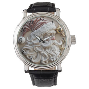 Festliche Santa-Claus-Schnitzerei, verziert mit Or Armbanduhr