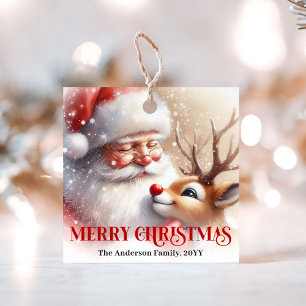Festliche Santa-und-Rudolph-Geschenkanhänger für G Geschenkanhänger