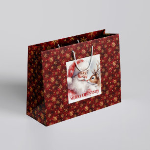 Festliche Santa und Rudolph Kinder Weihnachtsfeier Große Geschenktüte