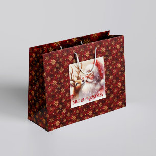 Festliche Santa-und-Rudolph-Kinder-Weihnachtsgesch Große Geschenktüte