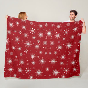 Festliche Schneeblumentecke in lebhaftem Rot Fleecedecke