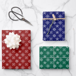 Festliche Schneeflocken Muster Weihnachten Geschenkpapier Set