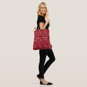 Festliche Schneeflocken-Tasche auf Rot Tasche