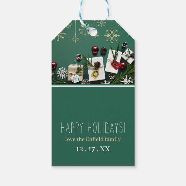 Festliche Schneeflocken, Weihnachten Geschenkanhänger (Vorderseite)