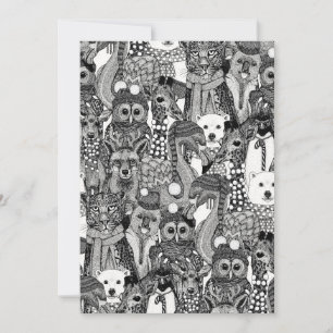 festliche schwarze Tiere Feiertagskarte