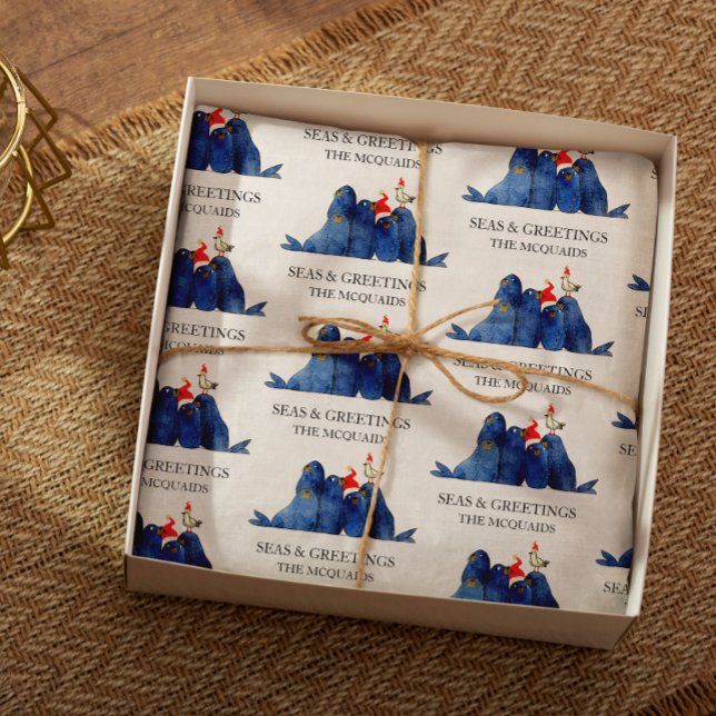 Festliche Seelöwen Meer in Grüße Wasserfarbe Seidenpapier (Von Creator hochgeladen)