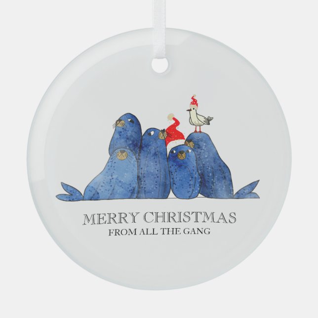 Festliche Seelöwen Wasserfarben Ornament (Vorderseite)