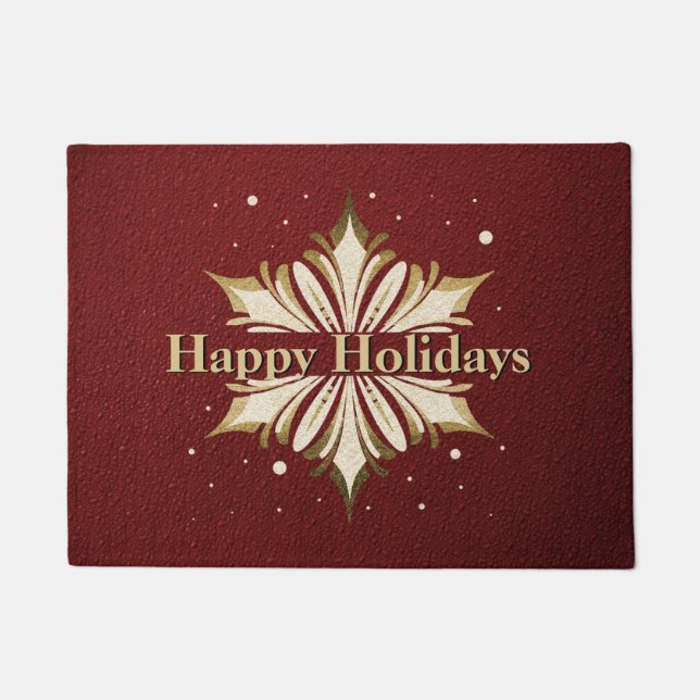 Festliche Snowflake Holiday Grußmatte Fußmatte (Vorderseite)