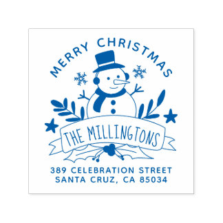 Festliche Snowman Banner Weihnachten Rücksendeadre Permastempel