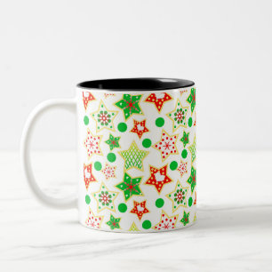 Festliche Sterne: grün und rot Zweifarbige Tasse