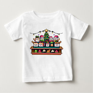 Festliche Sushi Weihnachtsbaum - Niedliche Pixel A Baby T-shirt