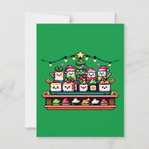 Festliche Sushi Weihnachtsbaum - Niedliche Pixel A Einladung