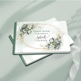 Festliche Sweet 16 Boho-Eukalyptus-Botanik Gästebuch