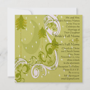 Festliche Swirl Moon Tree Square Einladung zur Hoc