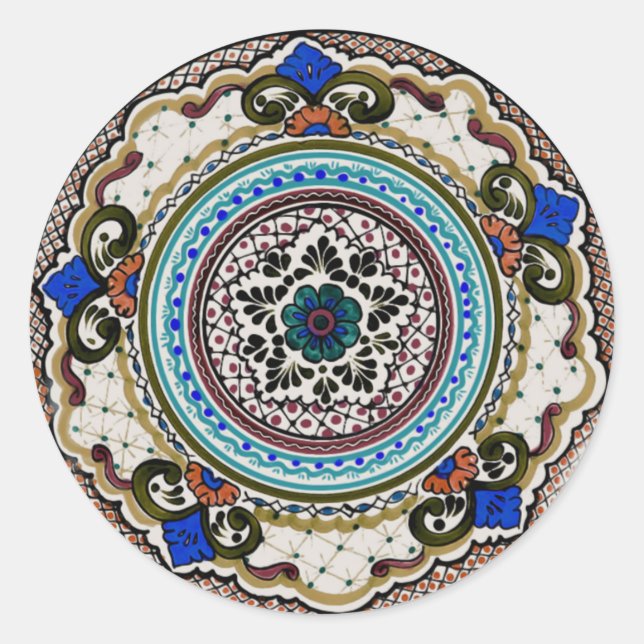 Festliche Talavera Nueve Runder Aufkleber (Vorderseite)