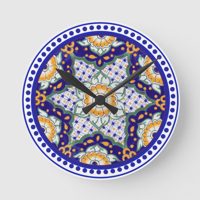 Festliche Talavera Ocho Runde Wanduhr (Vorderseite)