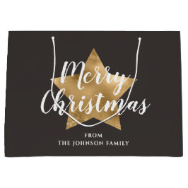 Festliche Taupe Brown Star Weihnachten Große Geschenktüte