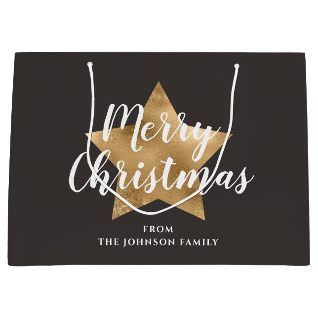 Festliche Taupe Brown Star Weihnachten Große Geschenktüte (Vorderseite)