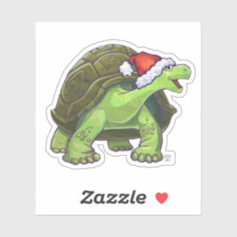 Festliche Tortoise in einer Weihnachtsmannmütze Aufkleber