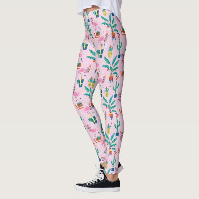 Festliche tropische Weihnachtsmuster Leggings (Links)