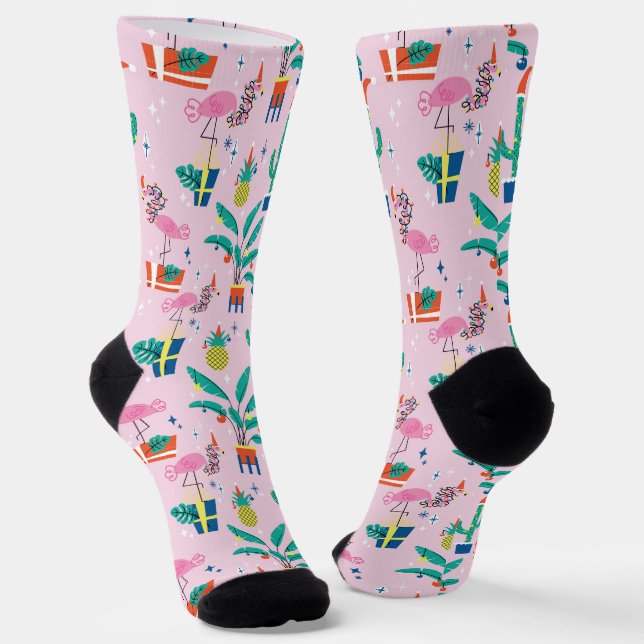 Festliche tropische Weihnachtsmuster Socken (Gewinkelt)